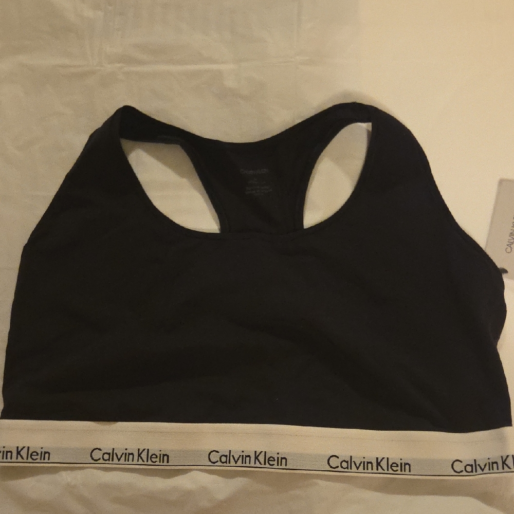 Calvin Klein Black Sports Bra with White Band